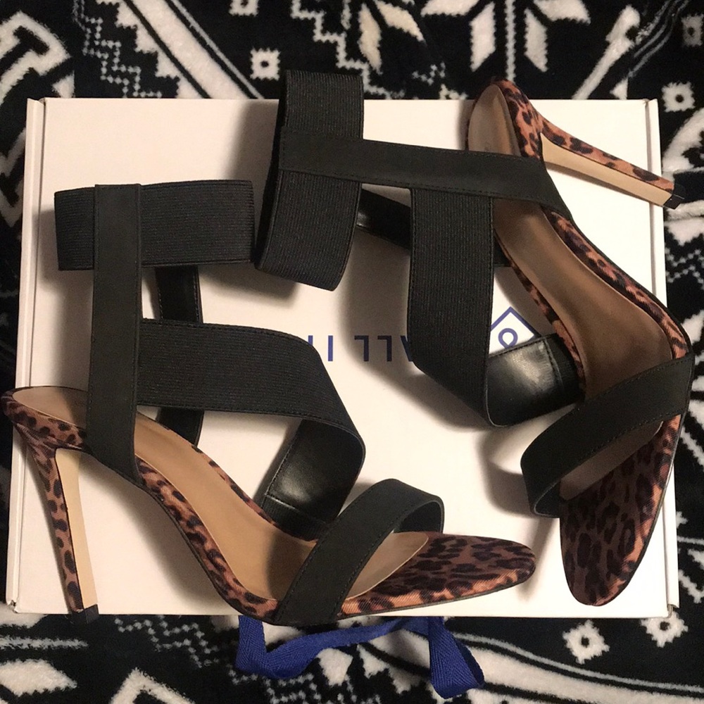 Strappy leopard print heels